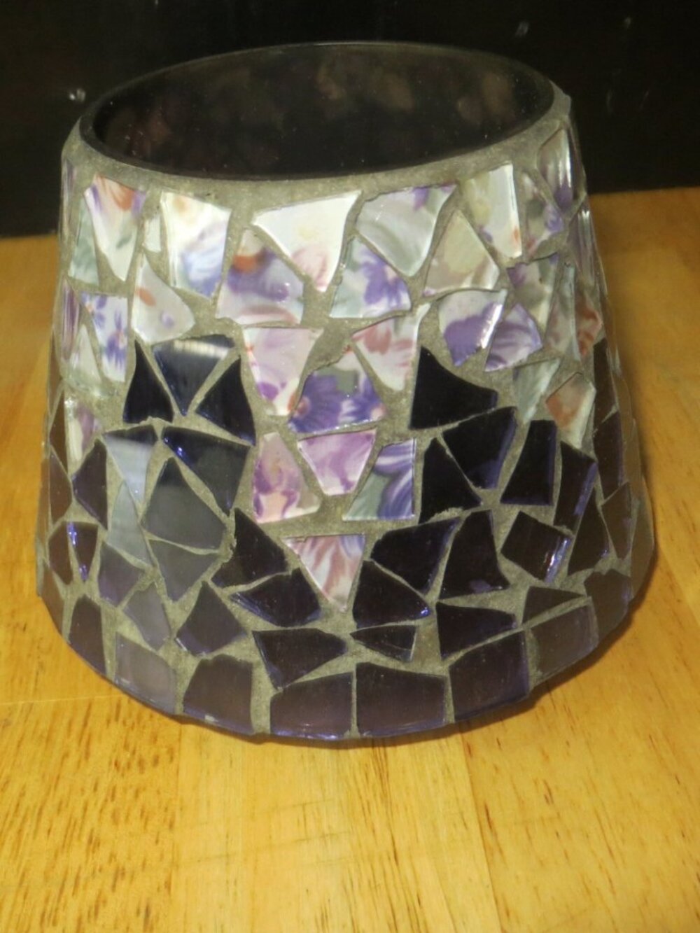 Yankee Candle Shade Blue and Purple Mosaic Mirrored Large Jar Glass Topper